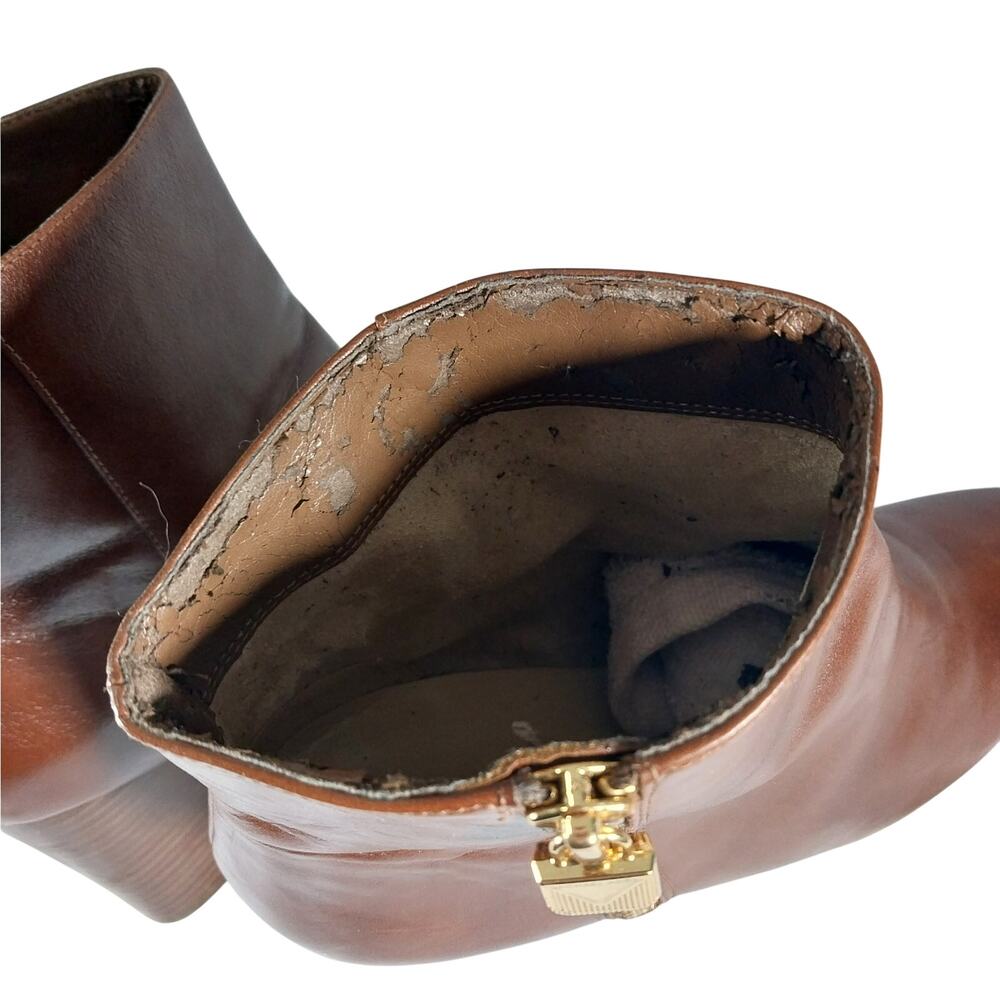 MICHAEL KORS! COGNAC BROWN GENUINE LEATHER ANKLE BOOTS! SZ 10M - Picture 10 of 12